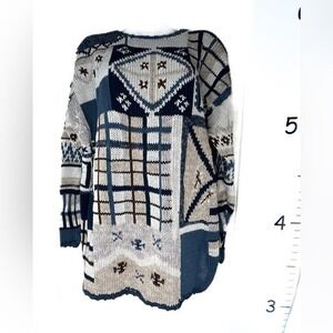 Heirloom Collectibles Blue/White Patchwork Cottagecore Sweater 1X